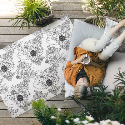 Buiten tapijt Getekende zonnebloemen, prachtige vintage bloemen