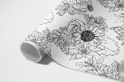 Buiten tapijt Getekende zonnebloemen, prachtige vintage bloemen