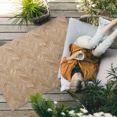 Buiten tapijt Vintage houten visgraat parketvloer