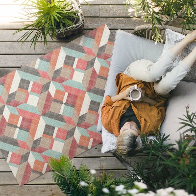 Buitenkleed Een versleten geometrisch patroon