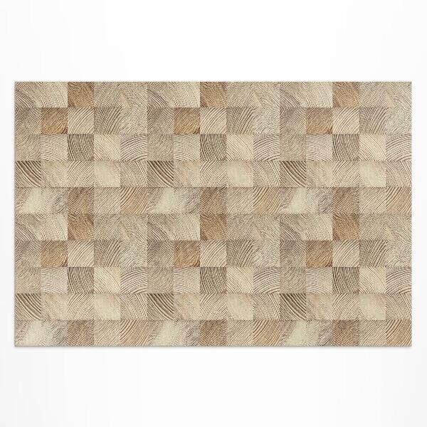 Buiten tapijt Houten vierkanten boomring mozaïek