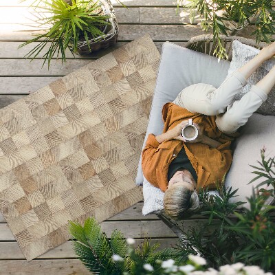 Buiten tapijt Houten vierkanten boomring mozaïek