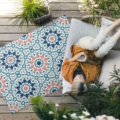 Buitenkleed Pastel caleidoscoop geometrisch patroon