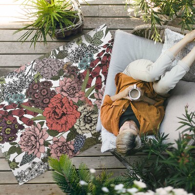 Buiten tapijt Pastelkleurige bloemen in een vintage weide