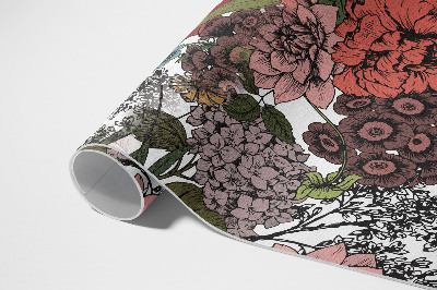 Buiten tapijt Pastelkleurige bloemen in een vintage weide