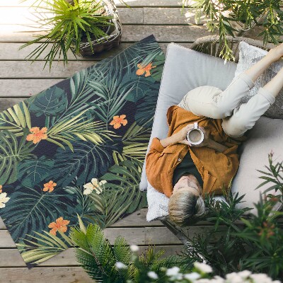 Buitenkleed Vegetatiebladeren en bloemen vintage