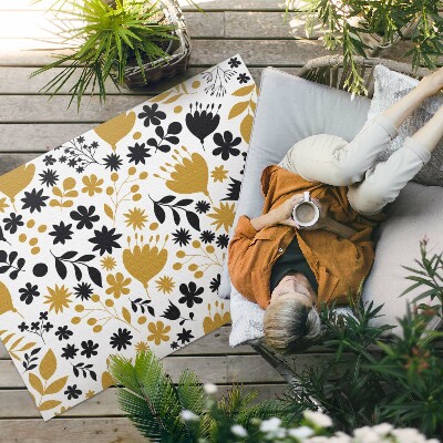 Tuinkleed Illustratie van bloemen en bladeren in een weide