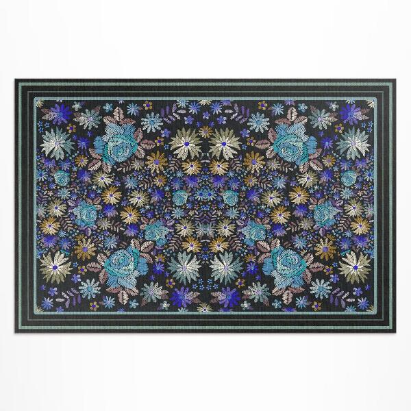 Buitenkleed Blauwe en gele bloemen