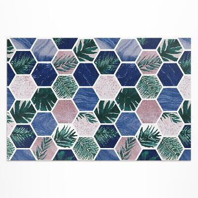 Tuinkleed Zeshoekige tegels met planten- en steenmotieven