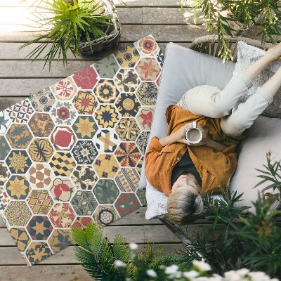 Tuinkleed Gepatroneerd vintage hexagon mozaïek