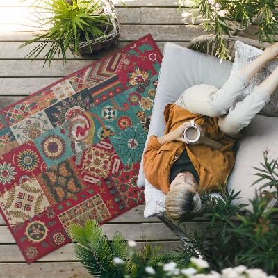 Buitenkleed kleurrijk patchworkpatroon in Perzische stijl