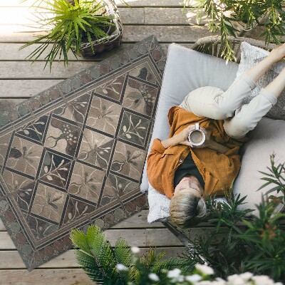 Buiten tapijt Elegante geometrie op vintage tegels