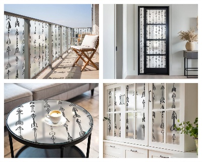 Melkglas folie met glas in lood effect Geometrische pijlen