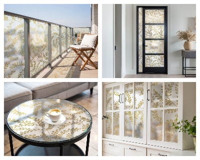 Zelfklevende raamfolie glas in lood Plantenpatroon