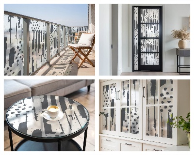 Glas in lood raamfolie Strepen en stippen