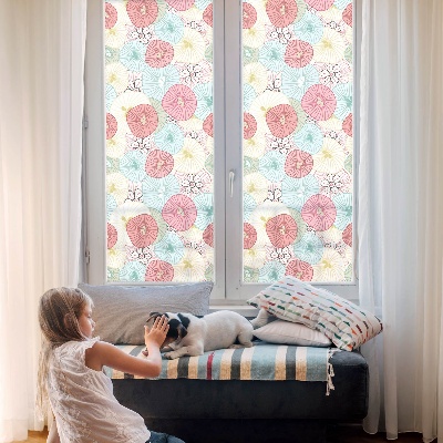 Melkglas folie met glas in lood effect Pastelkleurige bloemen