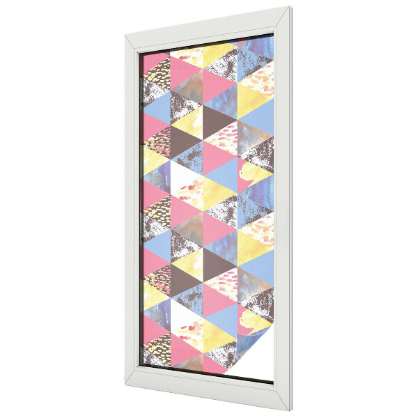 Melkglas folie met glas in lood effect Kleurrijke driehoeken