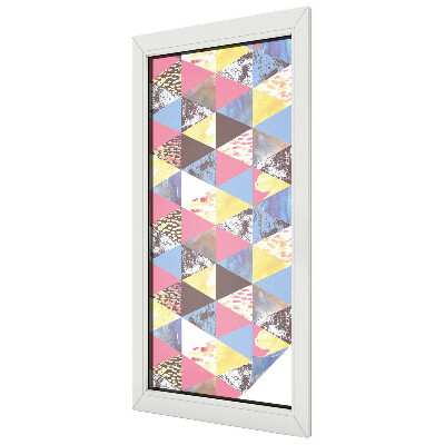 Melkglas folie met glas in lood effect Kleurrijke driehoeken