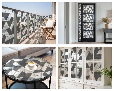 Zelfklevende raamfolie glas in lood Geometrische illusies