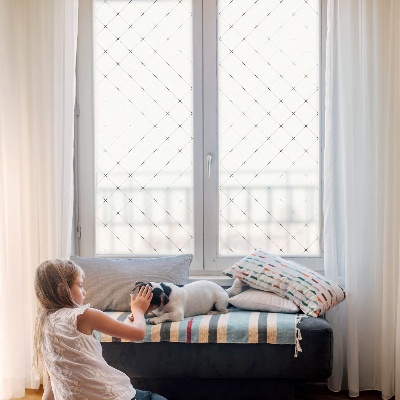 Melkglas folie met glas in lood effect Geometrisch raster