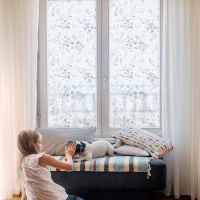 Glas in lood folie voor raam Subtiele bloemen