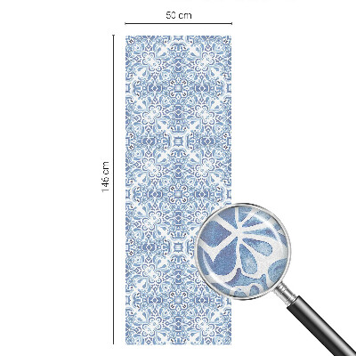 Melkglas folie met glas in lood effect Blauwe tegels