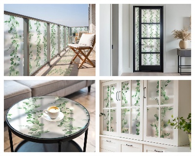 Glas in lood folie voor raam Groene slingers