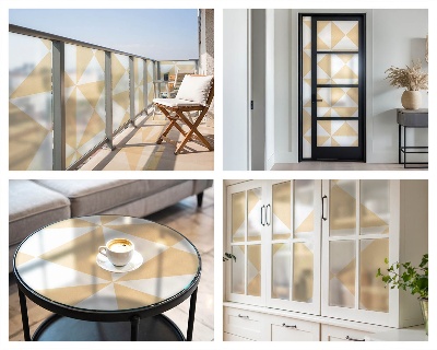 Zelfklevende raamfolie glas in lood Geometrische driehoeken