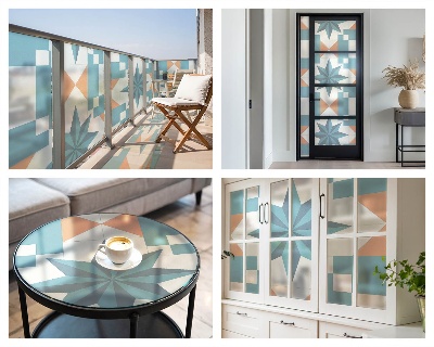 Zelfklevende raamfolie glas in lood Blauwe sterren