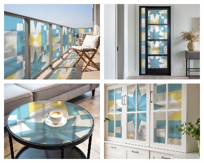 Glas in lood raamfolie Blauwe sterren