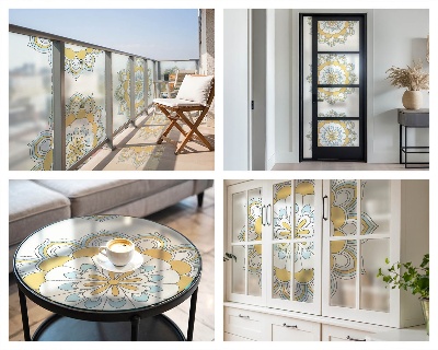 Glas in lood folie voor raam Kleurrijke mandala's