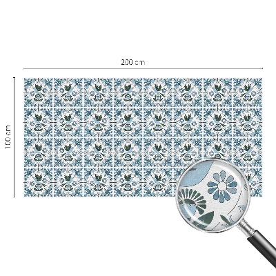 Zelfklevende raamfolie glas in lood Blauwe bloemen