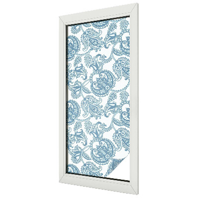Glas in lood folie voor raam Blauwe ornamenten