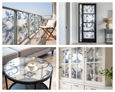 Glas in lood raamfolie Bloemenornament