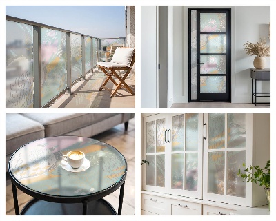 Melkglas folie met glas in lood effect Abstracte harmonie