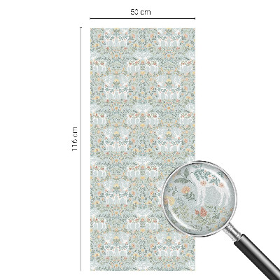 Melkglas folie met glas in lood effect Hertenbloemen