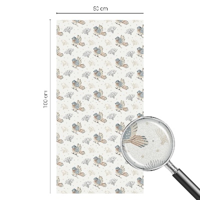 Melkglas folie met glas in lood effect Vogels patroon