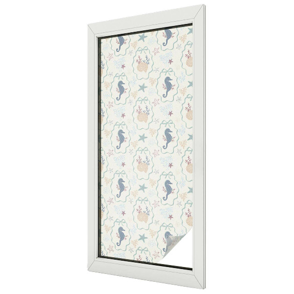 Melkglas folie met glas in lood effect Zeepaardjes