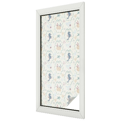 Melkglas folie met glas in lood effect Zeepaardjes