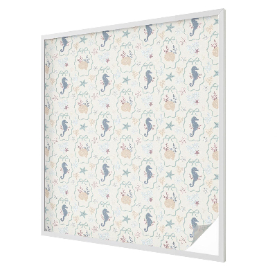 Melkglas folie met glas in lood effect Zeepaardjes