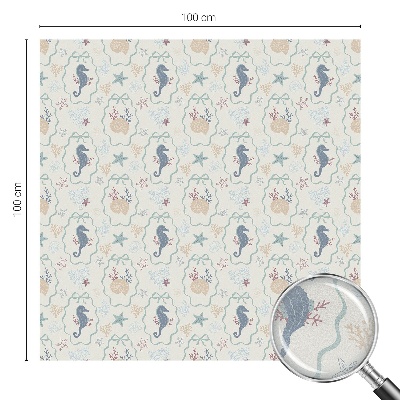 Melkglas folie met glas in lood effect Zeepaardjes