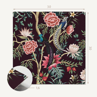 Vinyl tegels zelfklevend Bloemenmotief met vogels