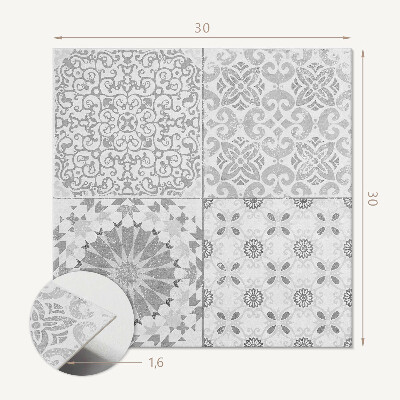 Zelfklevende vinyltegels Bloemig-geometrische compositie