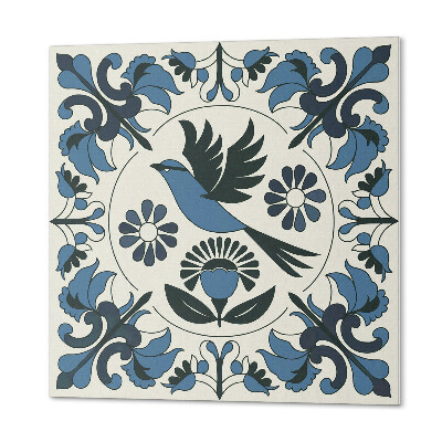 Pvc tegels Een afbeelding van een vogel omringd door bloemen