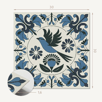 Pvc tegels Een afbeelding van een vogel omringd door bloemen