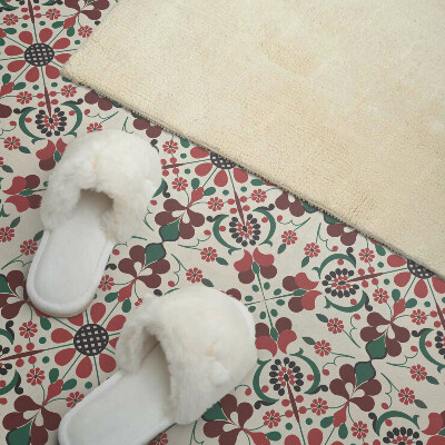 Vinyl tegels zelfklevend Symmetrisch bloemenmotief in een delicaat patroon