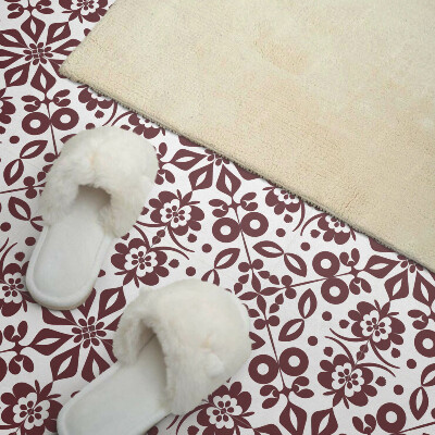 Zelfklevende vinyltegels Een patroon van bloemen vergezeld van bladeren