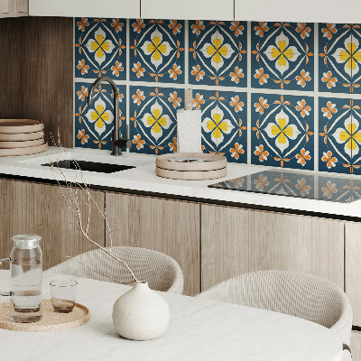 Zelfklevende vinyltegels Symmetrisch bloemenmotief in een elegante stijl