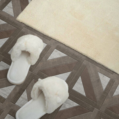 Pvc tegels Houten vormen in een betonnen mal