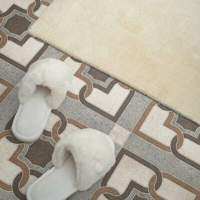 Zelfklevende vinyltegels Stijlvolle geometrieën op een betegelde achtergrond